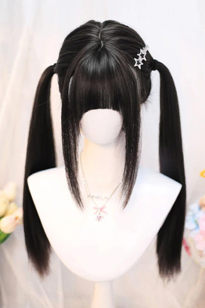 Lolita Wig - Cute Girl Jk Straight, 2 Colors, Sweet Style - Daily and Convention Styling - One-Size Black-Tea-Brown option