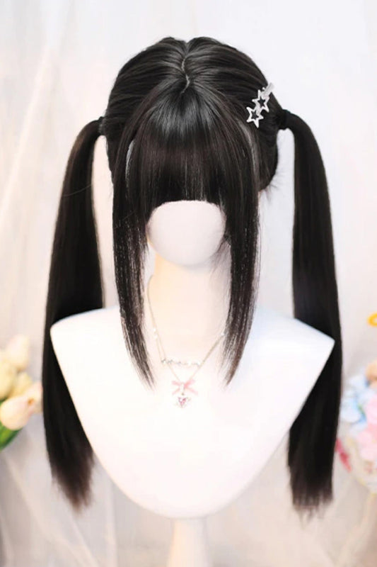 Lolita Wig - Cute Girl Jk Straight, 2 Colors, Sweet Style - Daily and Convention Styling - One-Size Black-Tea-Brown option