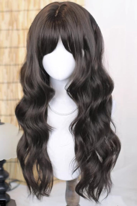 Lolita Wig - Espresso Brown Side-swept Bangs, Brown, Sweet Style - additional product view 2