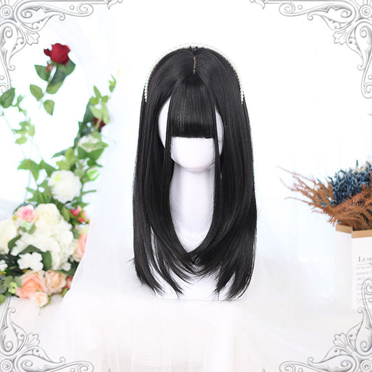 Lolita Wig - Layered Design Mid-length, 3 Colors, Sweet Style - One Size Black option