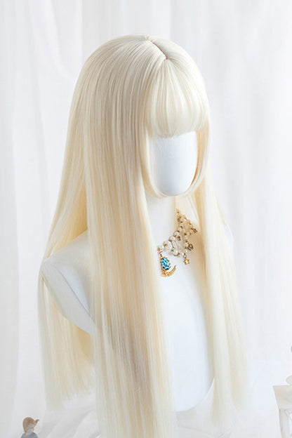 Lolita Wig - Milk White Straight Hair, White, Classic Style - Kawaii Outfit Wig - additional product view 2