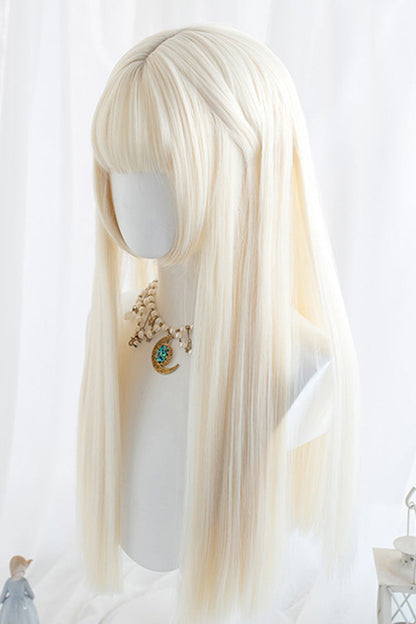 Lolita Wig - Milk White Straight Hair, White, Classic Style - Kawaii Outfit Wig - additional product view 3