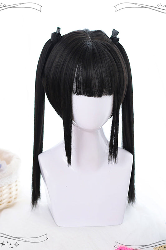 Lolita Wig - Natural Double Ponytail, Black, Classic Style - Lolita Coordinate Hair - additional product view 2