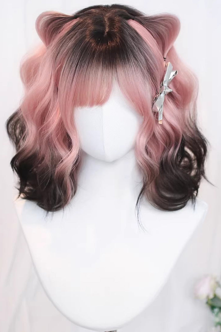 Lolita Wig - Ombre Airy Bangs With Curls, 3 Colors, Sweet Style - One-Size Pink/Brown option