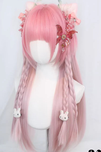 Lolita Wig - Ombre Blunt Bangs, Pink, Sweet Style - Daily and Convention Styling - additional product view 2