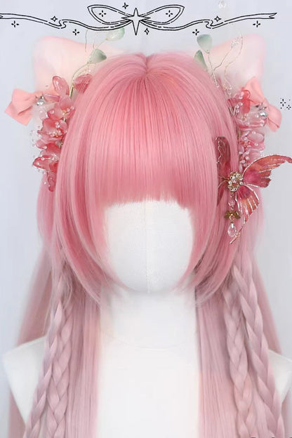 Lolita Wig - Ombre Blunt Bangs, Pink, Sweet Style - Daily and Convention Styling - additional product view 4