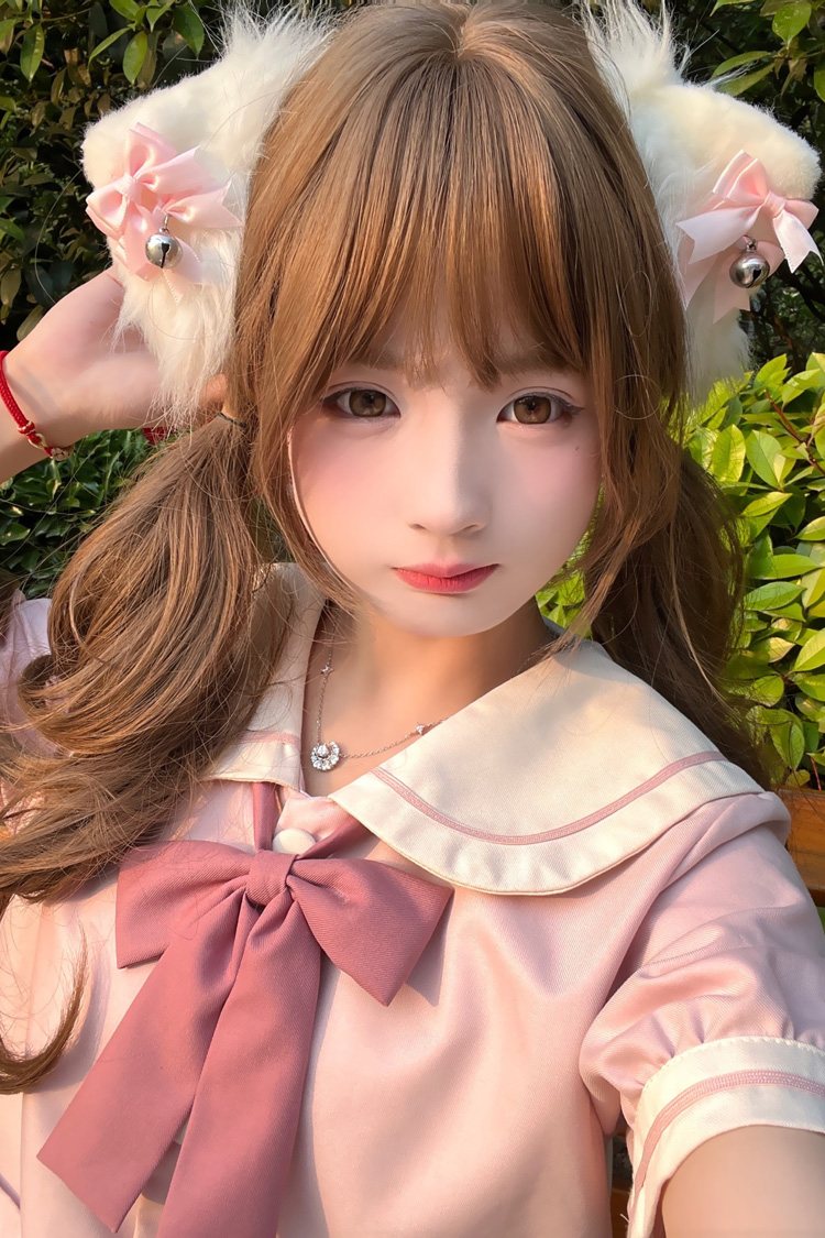 Lolita Wig - Peach Linen Japanese Jk Style, Peach-Linen, Sweet Style - additional product view 7