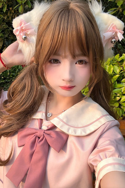 Lolita Wig - Peach Linen Japanese Jk Style, Peach-Linen, Sweet Style - additional product view 7