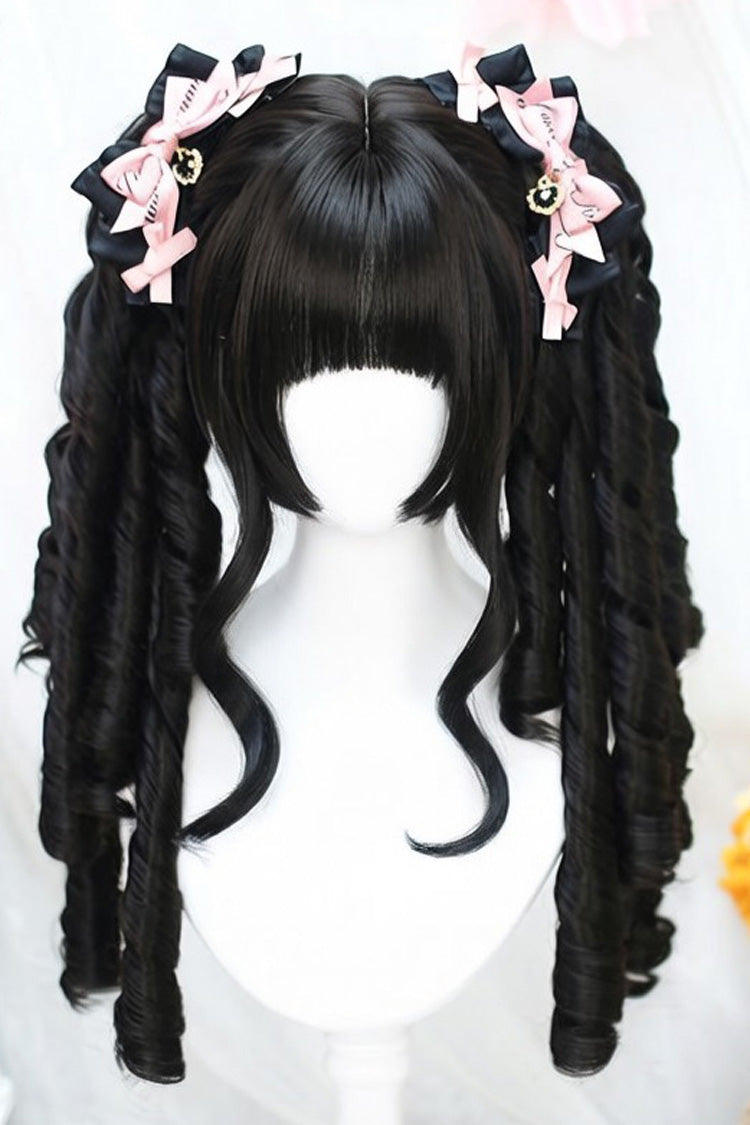 Lolita Wig - Roman Curl With Pigtails, 3 Colors, Sweet Style - One-Size Black-Tea-Brown option