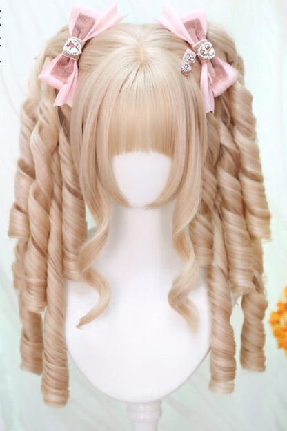 Lolita Wig - Roman Curl With Pigtails, 3 Colors, Sweet Style - One-Size Milky-Blonde option