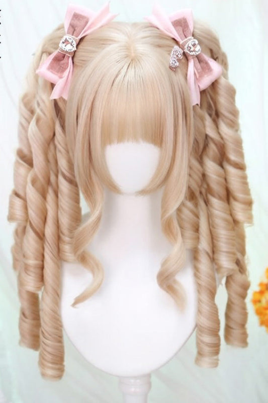 Lolita Wig - Roman Curl With Pigtails, 3 Colors, Sweet Style - One-Size Milky-Blonde option