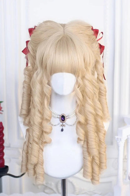 Lolita Wig - Roman Ringlet Curls, 3 Colors, Sweet Style - Daily and Convention Styling - One-Size Bleached-Walnut-Brown option