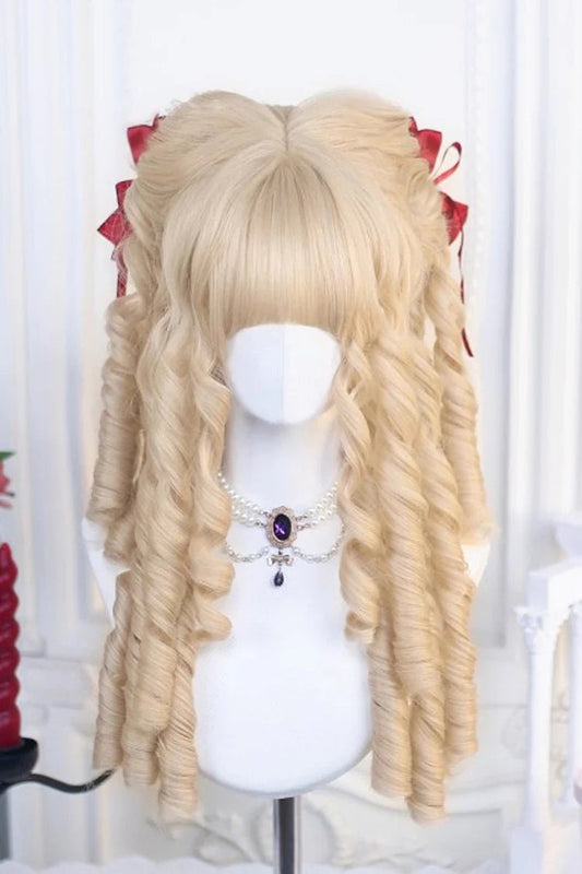 Lolita Wig - Roman Ringlet Curls, 3 Colors, Sweet Style - Daily and Convention Styling - One-Size Bleached-Walnut-Brown option