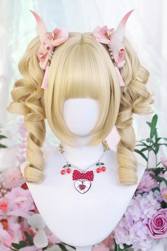 Lolita Wig - Roman Ringlet With Twin, 3 Colors, Sweet Style - Daily and Convention Styling - One-Size Light-Blonde option