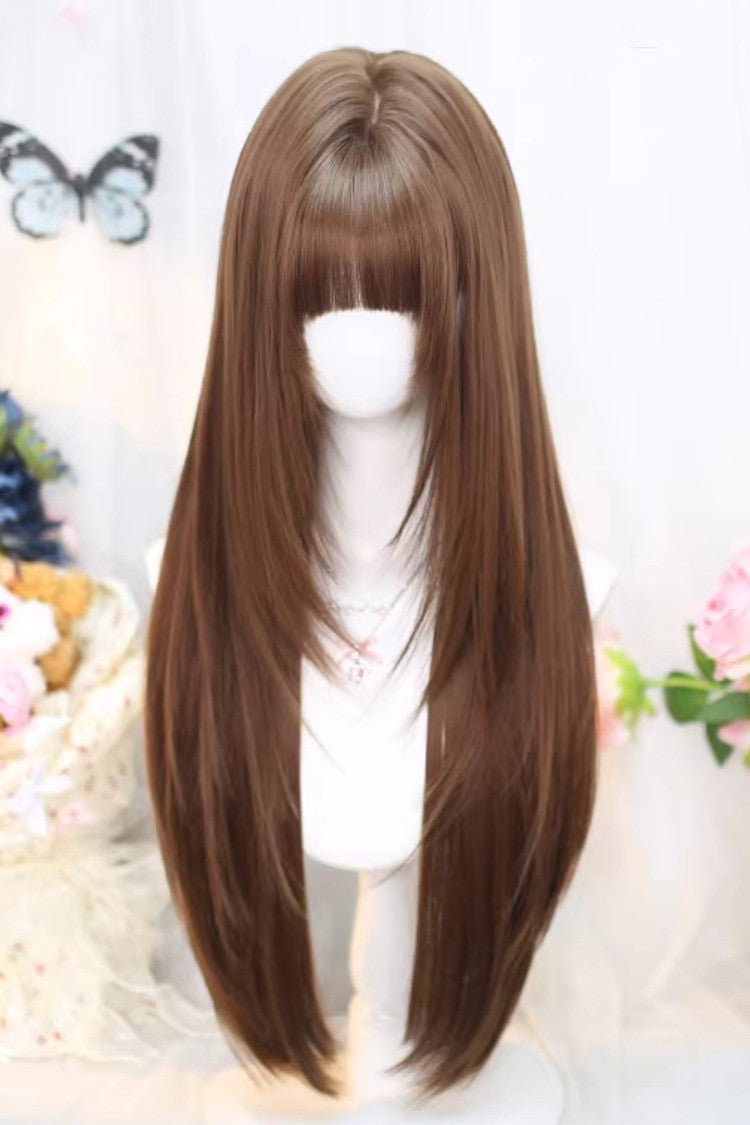 Lolita Wig - Warm Caramel Brown Wispy Air, Brown, Sweet Style - main product image