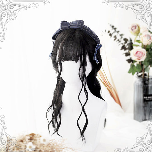 Long Wavy Lolita Wig - Air Bangs, Black, Classic Style - Lolita Coordinate Hair - additional product view 2