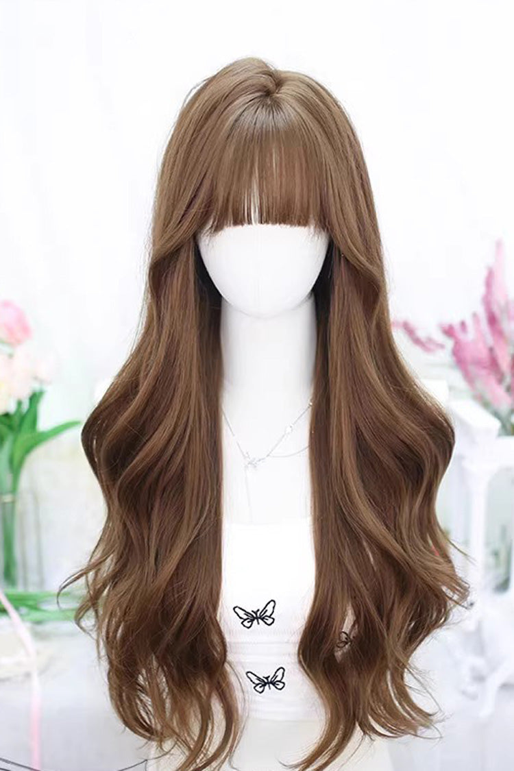Long Wavy Lolita Wig - Air Bangs Curly Colors, 4 Colors, Sweet Style - main product image