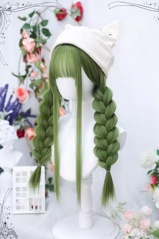Long Wavy Lolita Wig - Avocado Green, Green, Sweet Style - Daily and Convention Styling - additional product view 2