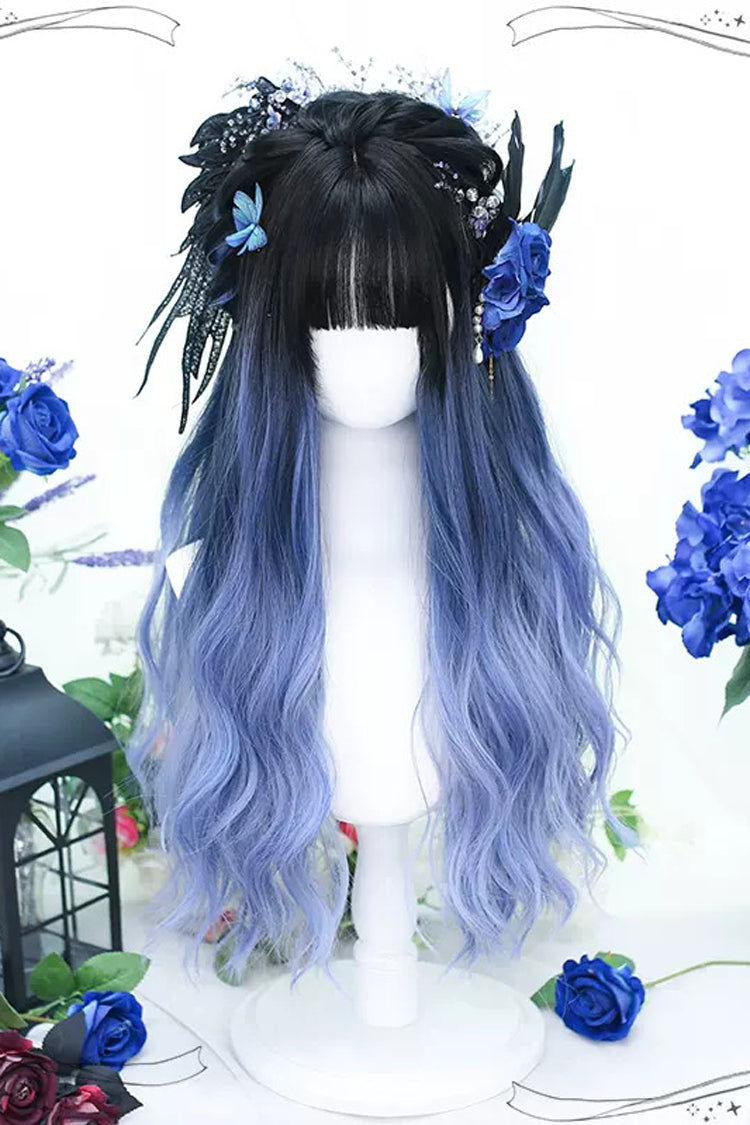 Long Wavy Lolita Wig - Black/blue Gradient, 2 Colors, Sweet Style - additional product view 2