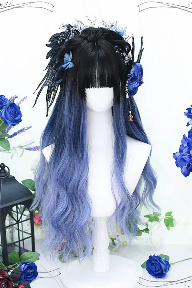 Long Wavy Lolita Wig - Black/blue Gradient, 2 Colors, Sweet Style - additional product view 3