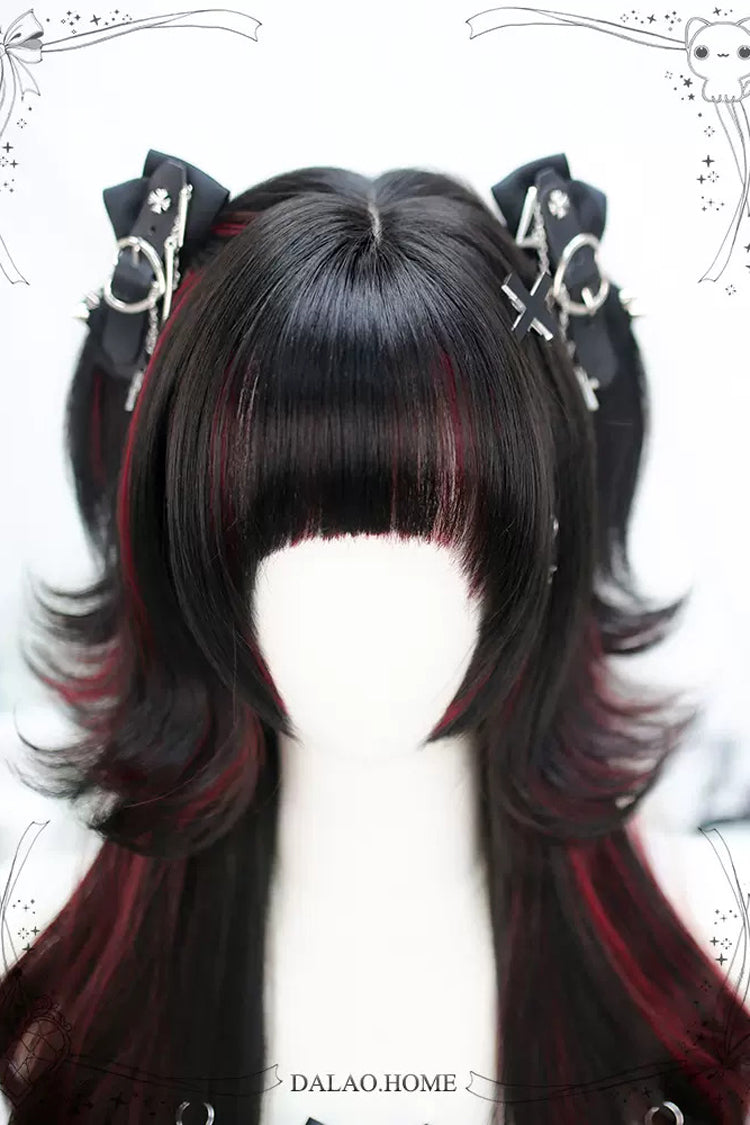 Long Wavy Lolita Wig - Black/red Slightly Curly, 2 Colors, Sweet Style - additional product view 4