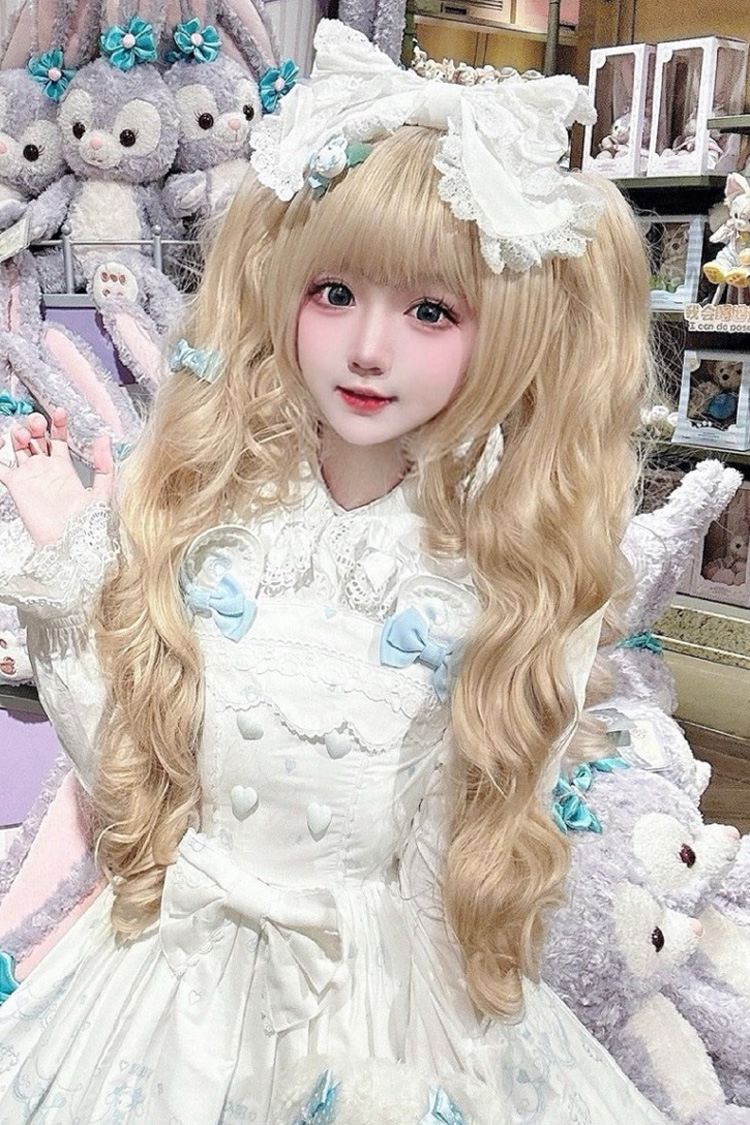 Long Wavy Lolita Wig - Bleached Walnut Brown Soft Curls, Brown, Sweet Style - additional product view 2