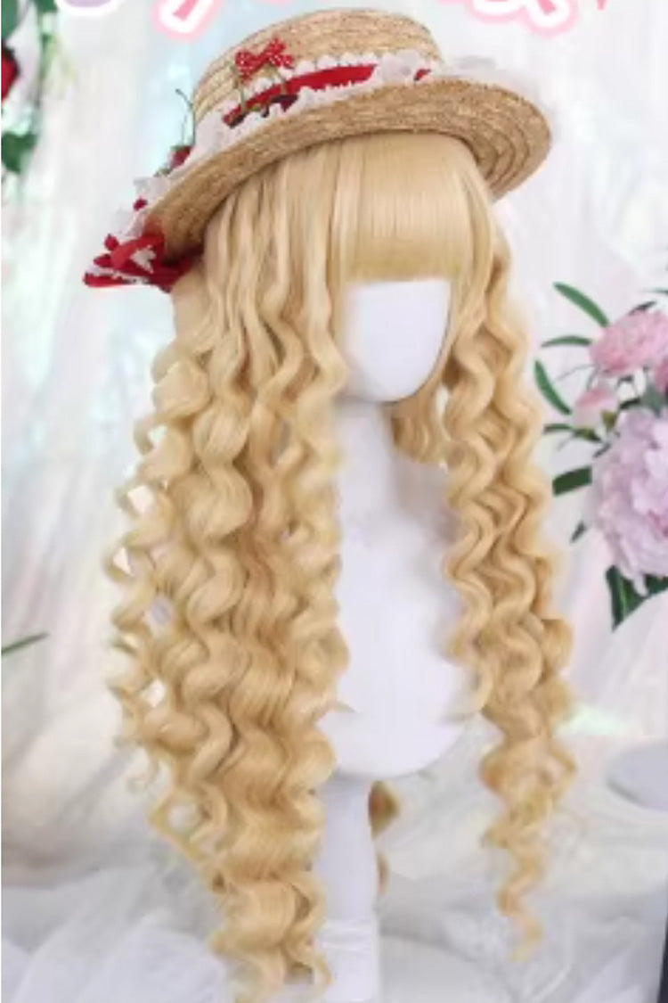 Long Wavy Lolita Wig - Blonde Wispy Bangs, Blonde, Sweet Style - additional product view 4