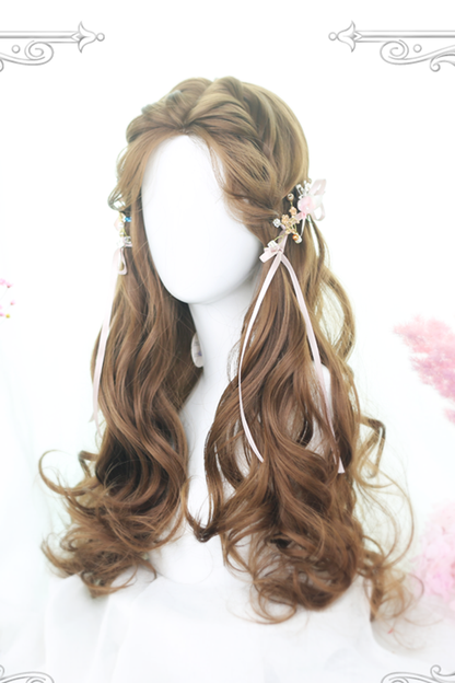 Long Wavy Lolita Wig - Centre Parting Honey Pudding, Brown, Classic Style - main product image