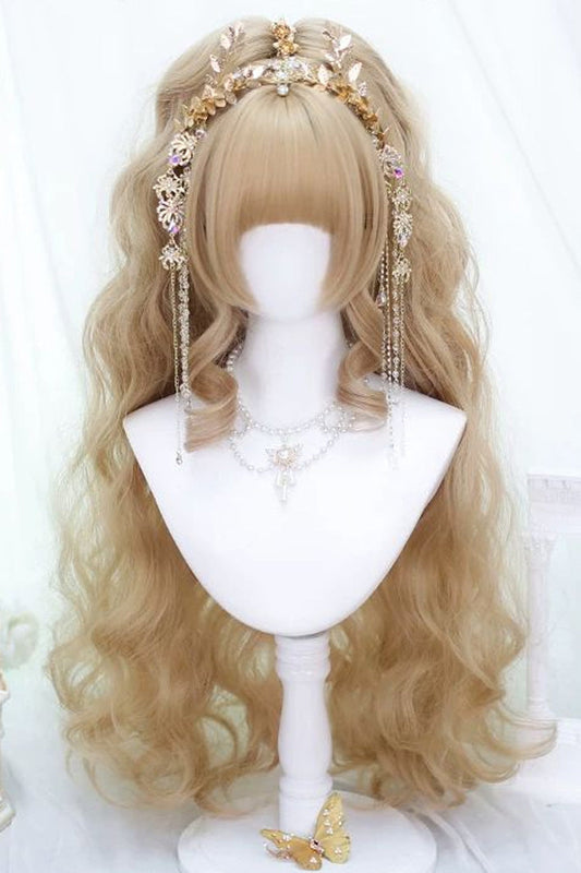 Long Wavy Lolita Wig - Creamy Gold Soft Waves, Gold, Sweet Style - additional product view 2