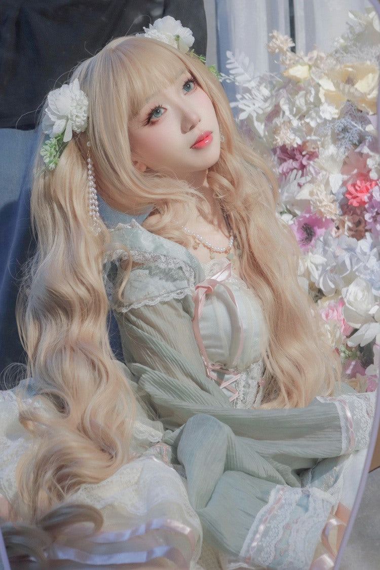 Long Wavy Lolita Wig - Creamy Gold Soft Waves, Gold, Sweet Style - additional product view 3
