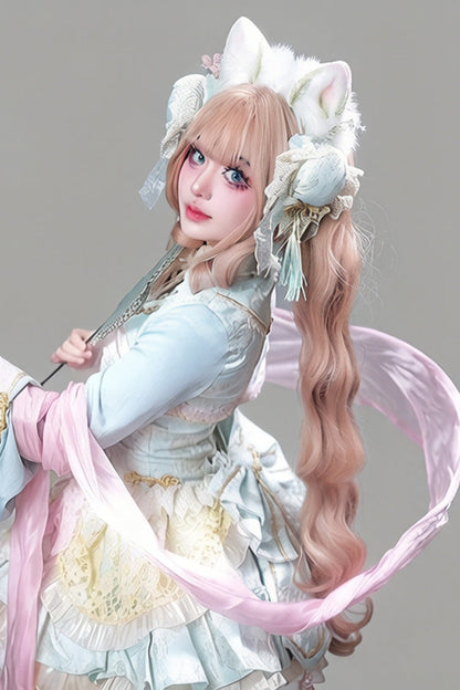 Long Wavy Lolita Wig - Creamy Gold Soft Waves, Gold, Sweet Style - additional product view 4