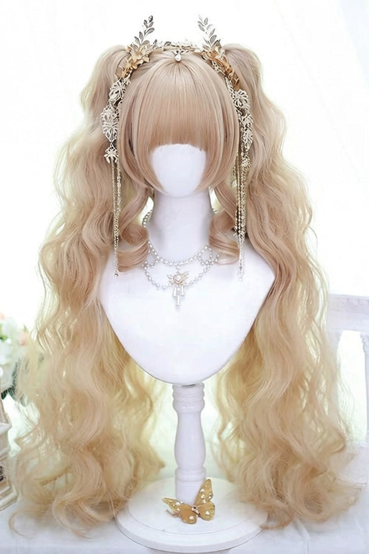 Long Wavy Lolita Wig - Creamy Gold Soft Waves, Gold, Sweet Style - main product image