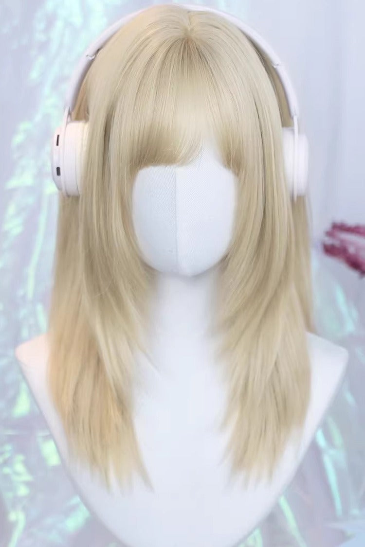 Long Wavy Lolita Wig - Curtain Bangs Straight, 3 Colors, Sweet Style - main product image