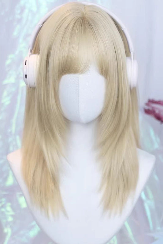 Long Wavy Lolita Wig - Curtain Bangs Straight, 3 Colors, Sweet Style - main product image
