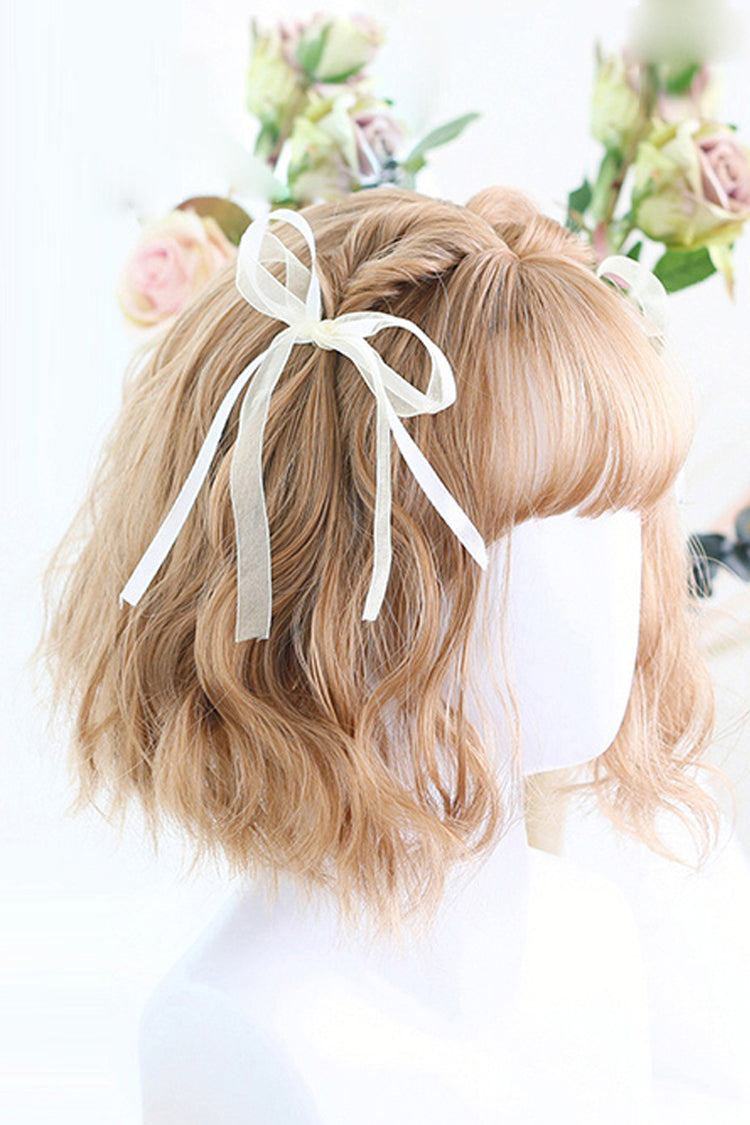 Long Wavy Lolita Wig - Cute Air Bangs Series, Gold, Sweet Style - main product image