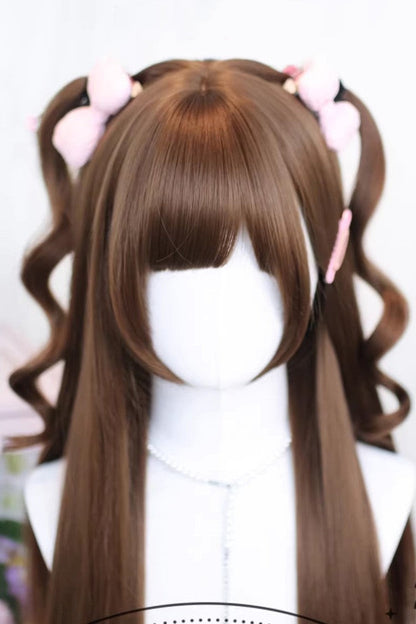 Long Wavy Lolita Wig - Cute Wispy Bangs Straight, 3 Colors, Sweet Style - additional product view 3