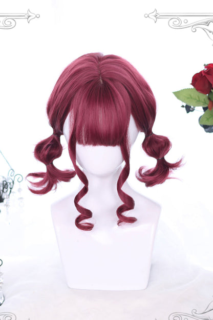 Long Wavy Lolita Wig - Dark Red, Red, Gothic Style - Kawaii Outfit Wig - additional product view 2