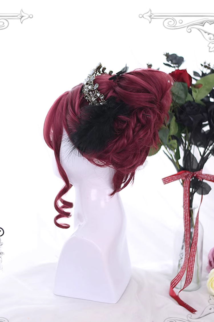 Long Wavy Lolita Wig - Dark Red, Red, Gothic Style - Kawaii Outfit Wig - additional product view 4