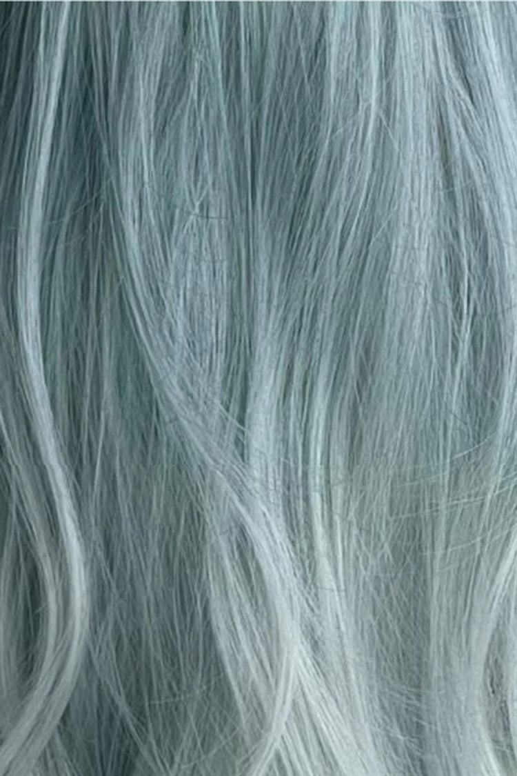 Long Wavy Lolita Wig - Glacier Blue Ombre Curtain Bangs, Blue, Sweet Style - additional product view 3
