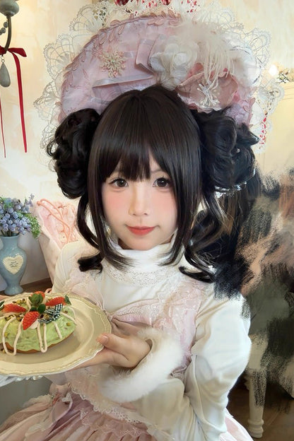 Long Wavy Lolita Wig - Graceful Black Tea Brown Floral, 2 Colors, Sweet Style - additional product view 2