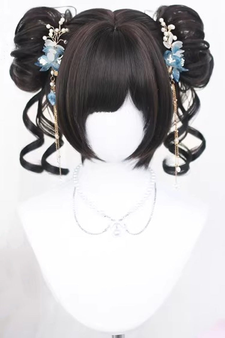 Long Wavy Lolita Wig - Graceful Black Tea Brown Floral, 2 Colors, Sweet Style - main product image