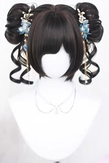 Long Wavy Lolita Wig - Graceful Black Tea Brown Floral, 2 Colors, Sweet Style - main product image