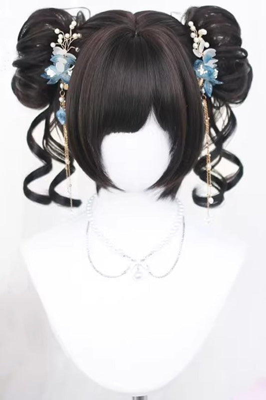 Long Wavy Lolita Wig - Graceful Black Tea Brown Floral, 2 Colors, Sweet Style - main product image