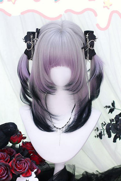 Long Wavy Lolita Wig - Gradient Air Bangs, Purple, Sweet Style - additional product view 2