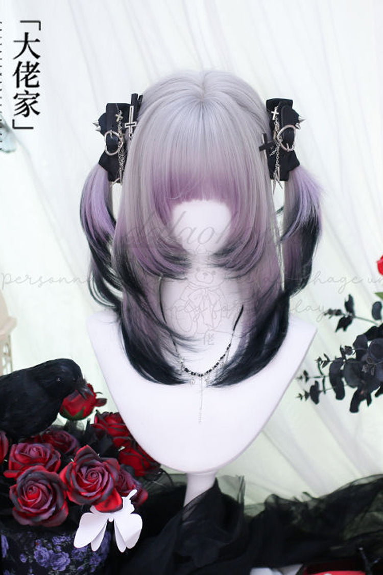 Long Wavy Lolita Wig - Gradient Air Bangs, Purple, Sweet Style - main product image