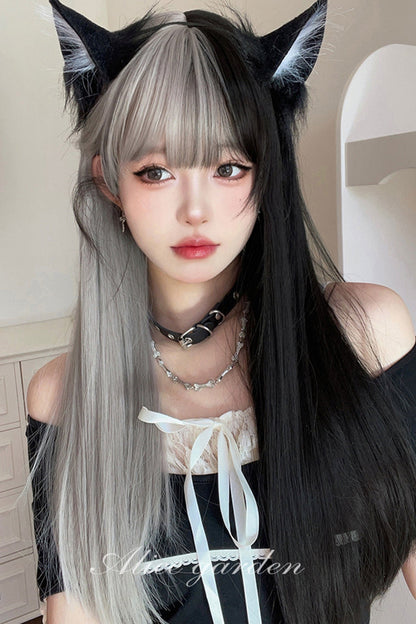 Long Wavy Lolita Wig - Gray/black Duplex, 2 Colors, Sweet Style - main product image
