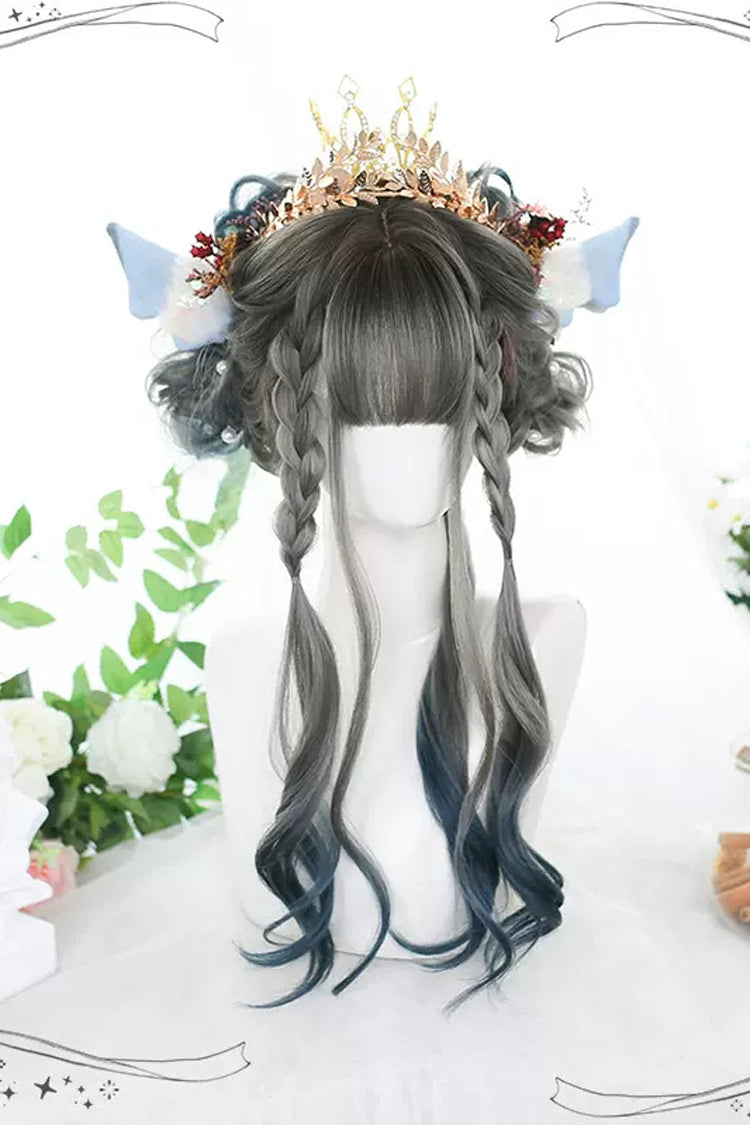 Long Wavy Lolita Wig - Gray/blue Gradient, 2 Colors, Sweet Style - additional product view 2