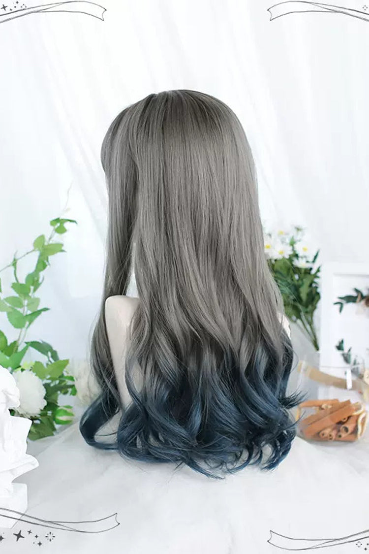 Long Wavy Lolita Wig - Gray/blue Gradient, 2 Colors, Sweet Style - additional product view 3
