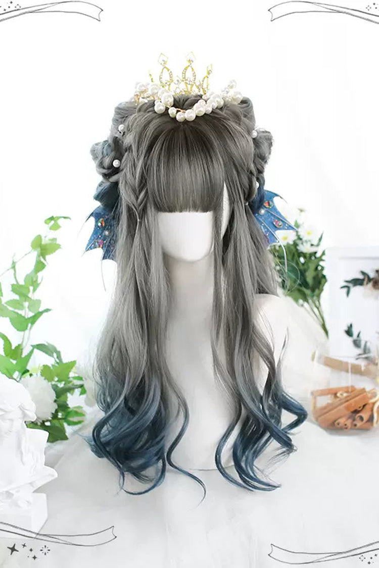 Long Wavy Lolita Wig - Gray/blue Gradient, 2 Colors, Sweet Style - main product image