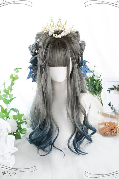 Long Wavy Lolita Wig - Gray/blue Gradient, 2 Colors, Sweet Style - main product image
